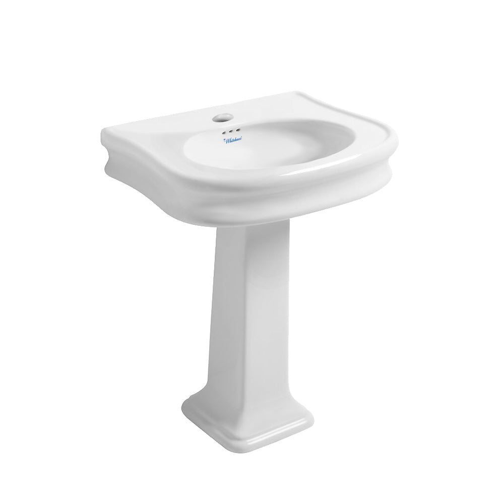 Isabella Collection 27" Traditional Pedestal Sink with Integrated Oval Bowl, Seamless Rounded Decorative Trim, Rear Overflow and Single Hole Faucet Drill
