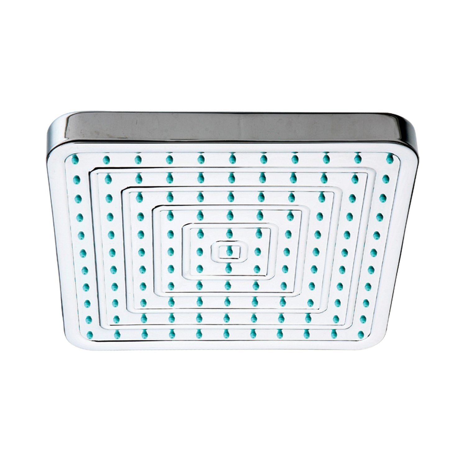 Square Rainfall Showerhead with Decorative Face and Rubber Nozzle Tips