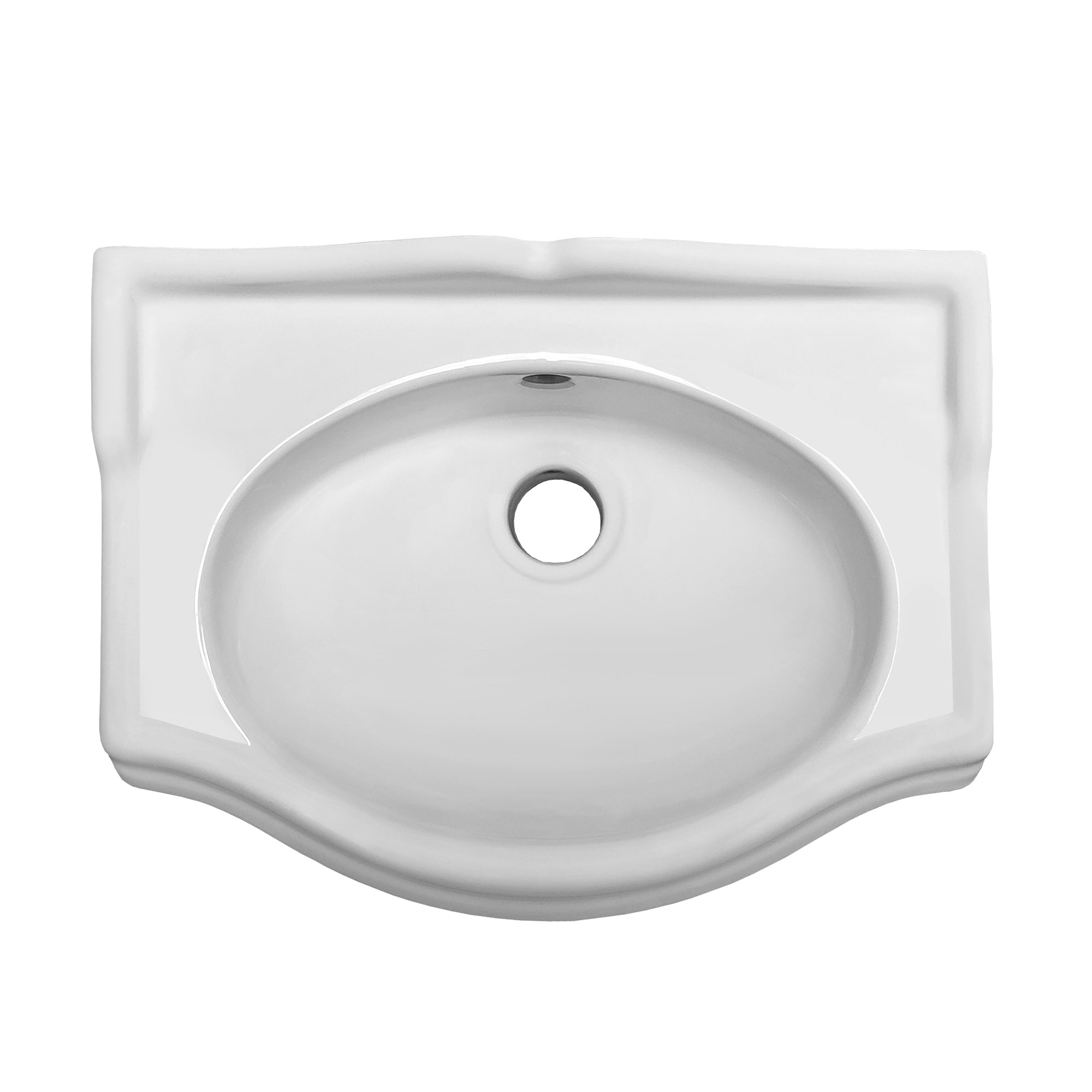 15" Small traditional wall mount basin with integrated oval bowl