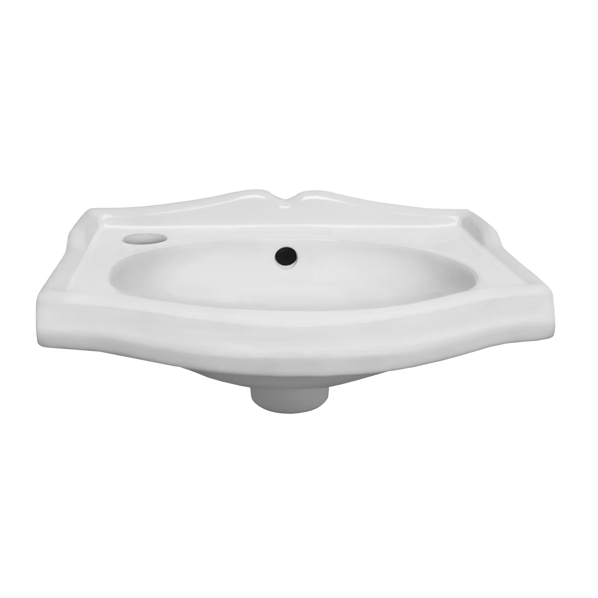 15" Small traditional wall mount basin with integrated oval bowl
