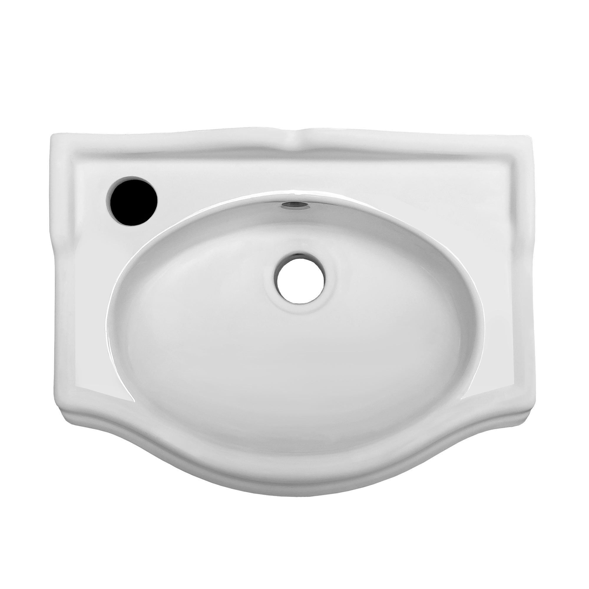 15" Small traditional wall mount basin with integrated oval bowl