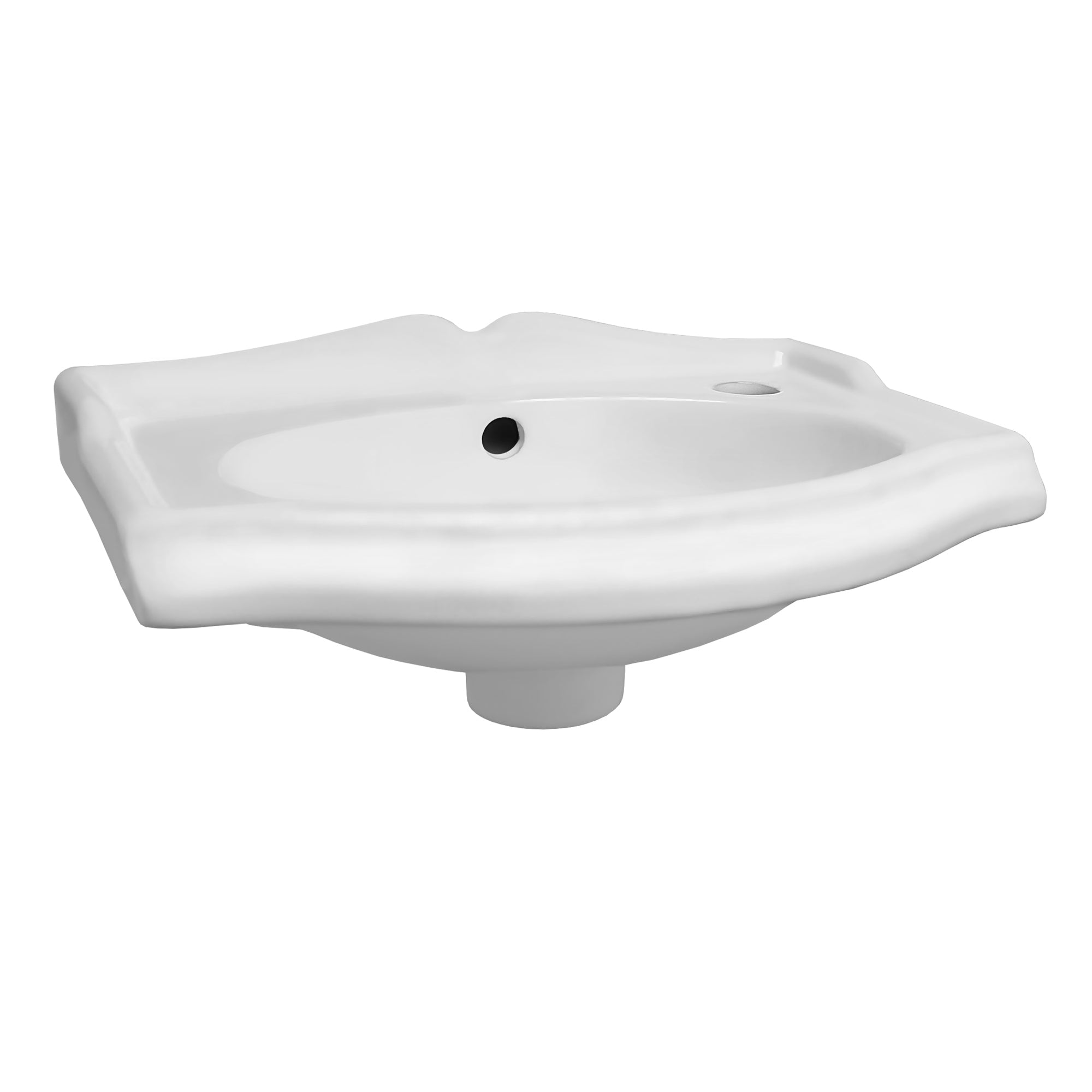 15" Small traditional wall mount basin with integrated oval bowl