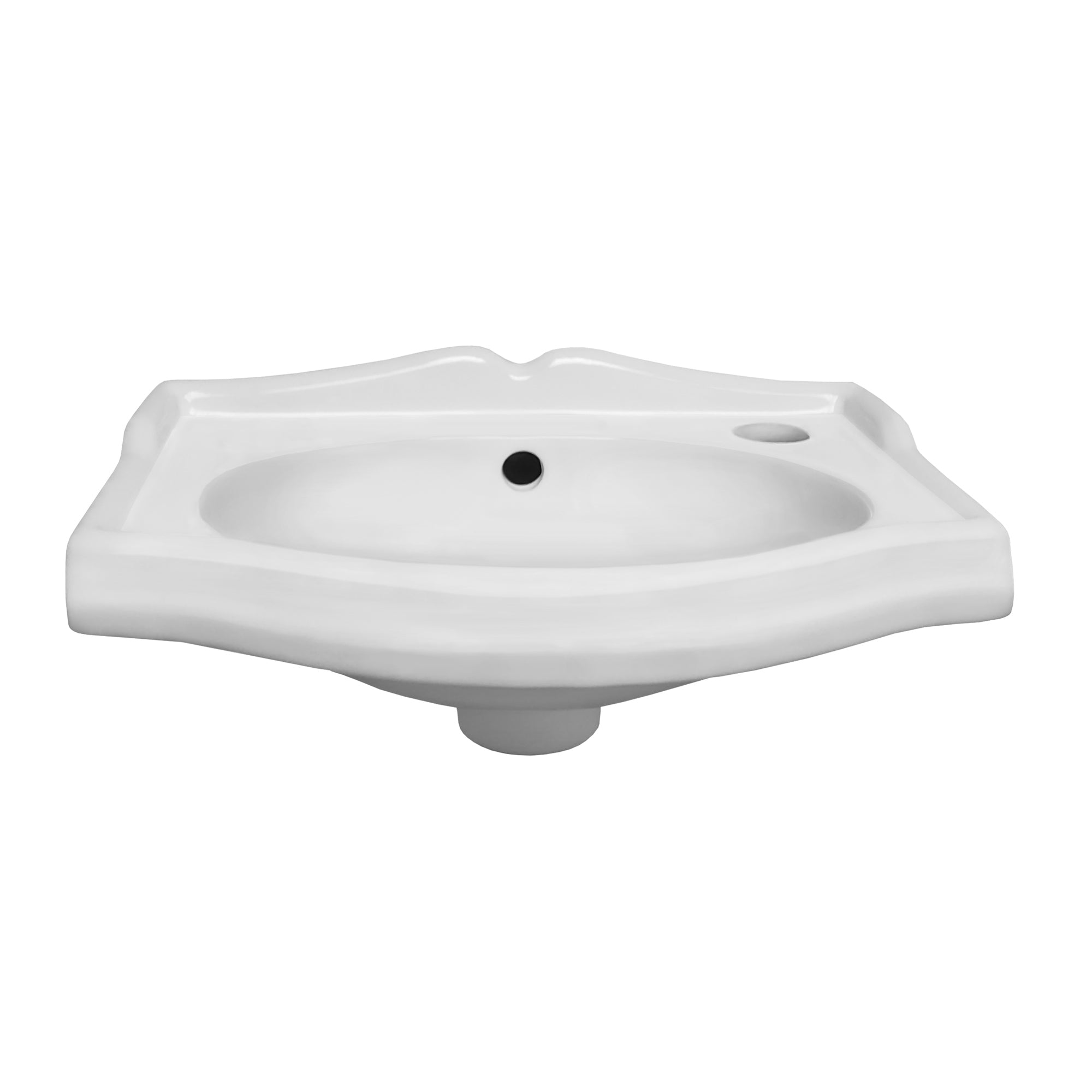 15" Small traditional wall mount basin with integrated oval bowl