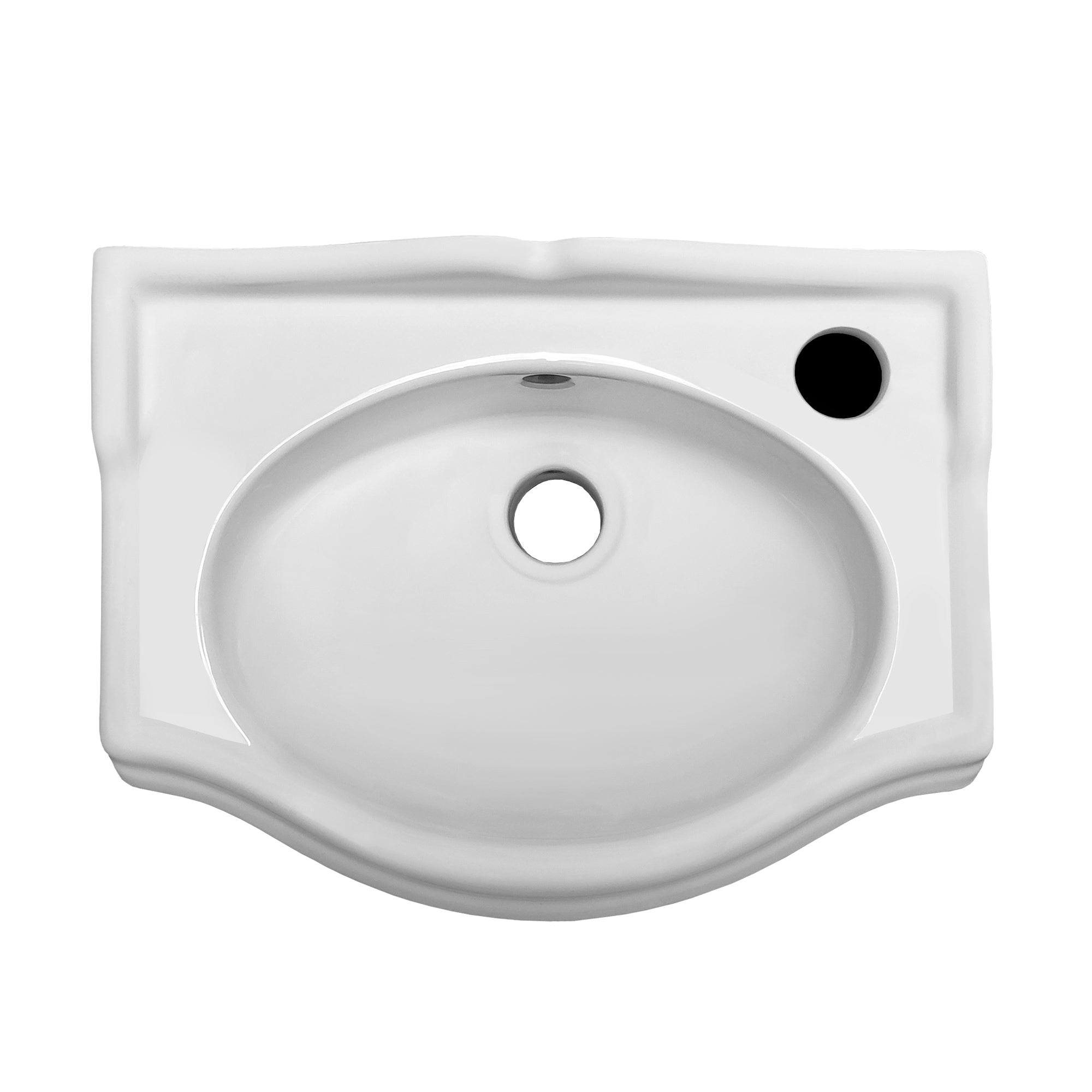 15" Small traditional wall mount basin with integrated oval bowl