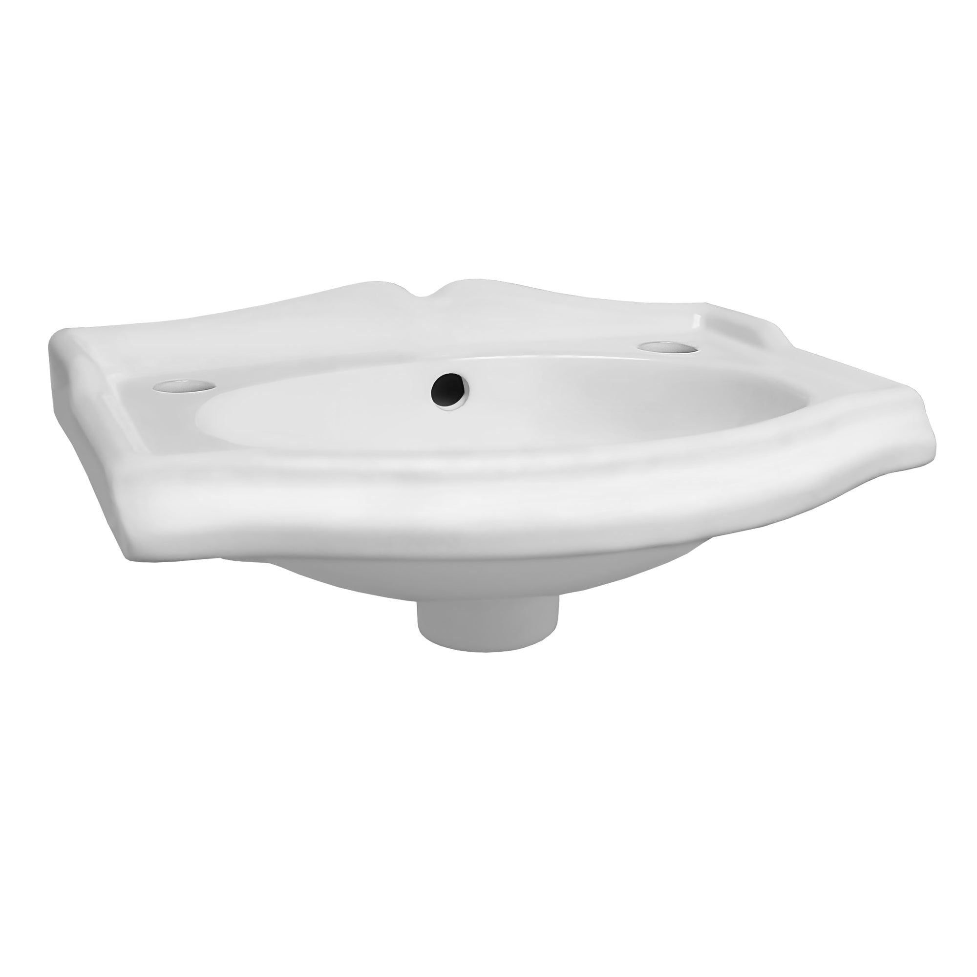 15" Small traditional wall mount basin with integrated oval bowl