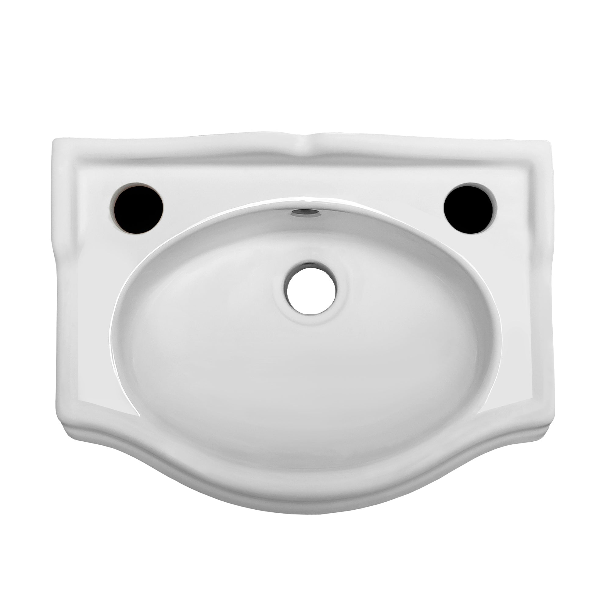 15" Small traditional wall mount basin with integrated oval bowl