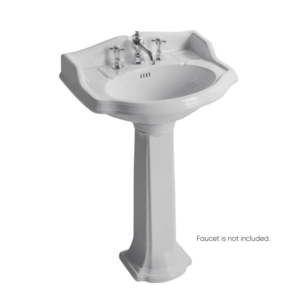 23&quot; Traditional Pedestal with an Integrated small oval bowl, Backsplash, Dual Soap Ledges, and Decorative Trim