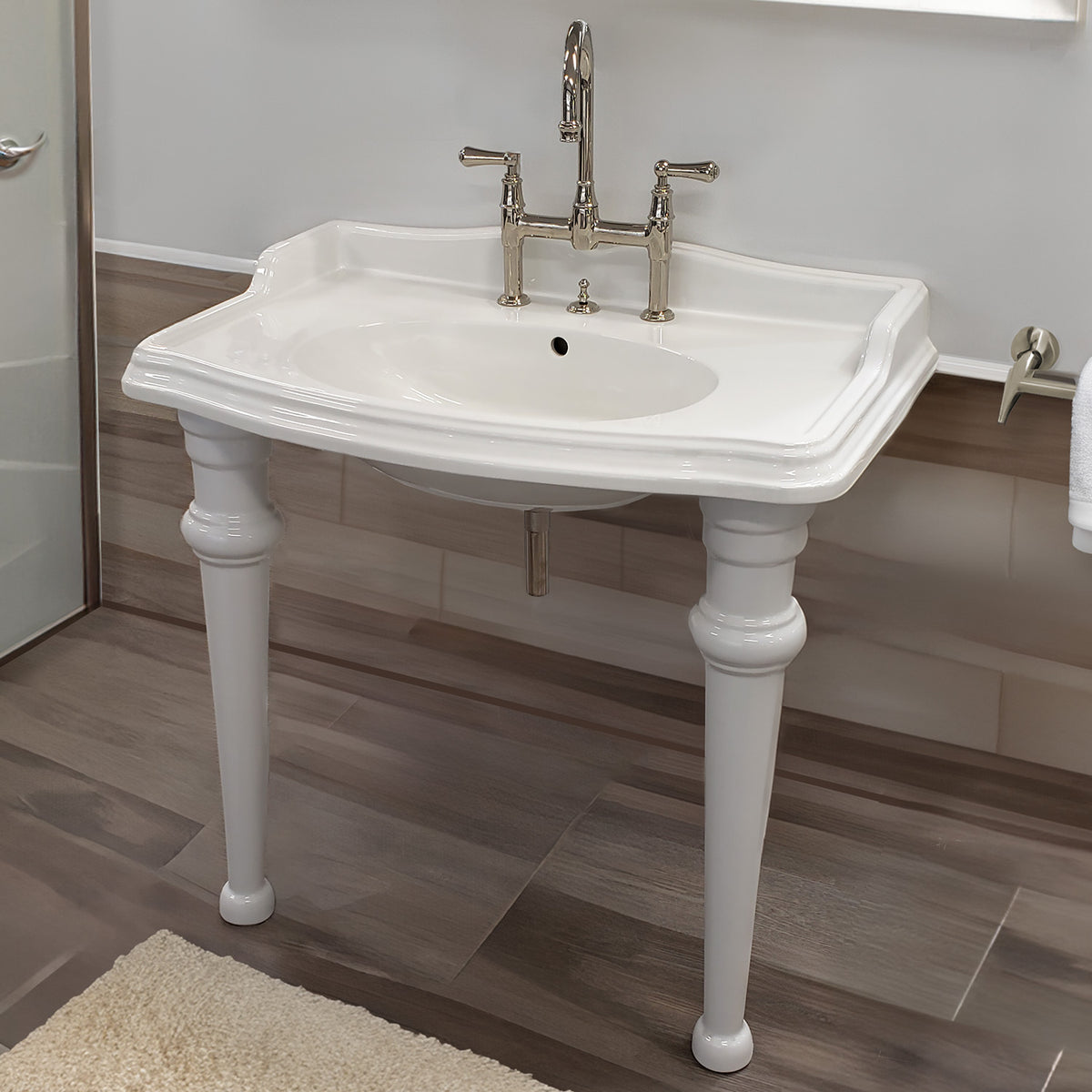 Rectangular Console Sink With Integrated Oval Bowl