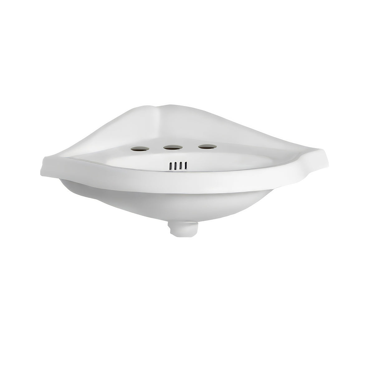 29&quot; Corner Wall Mount Basin with Oval bowl, Backsplash, and Dual Soap Ledges