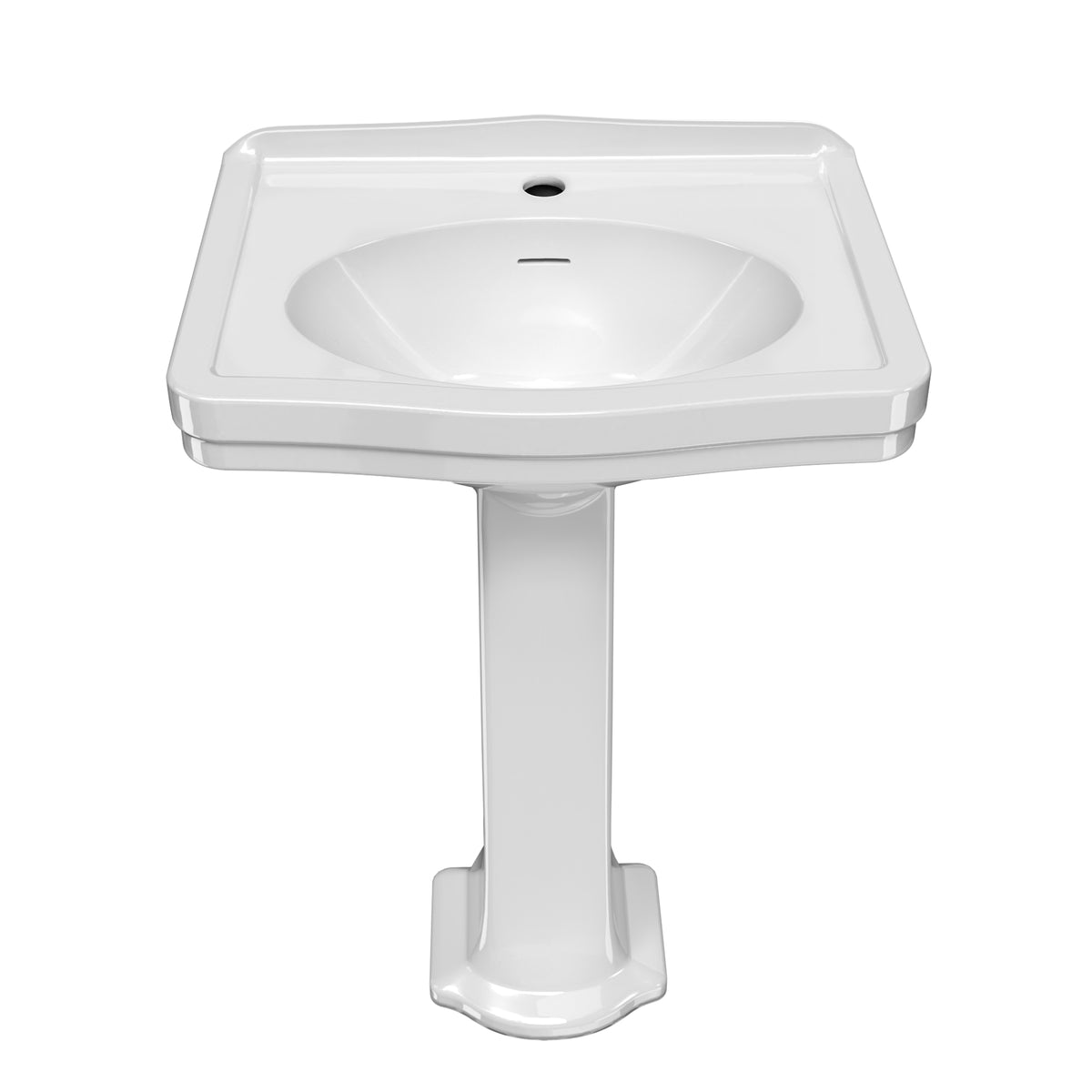 23&quot; Traditional Pedestal Sink with an Integrated Oval Bowl, Low-Rise Backsplash and Overflow