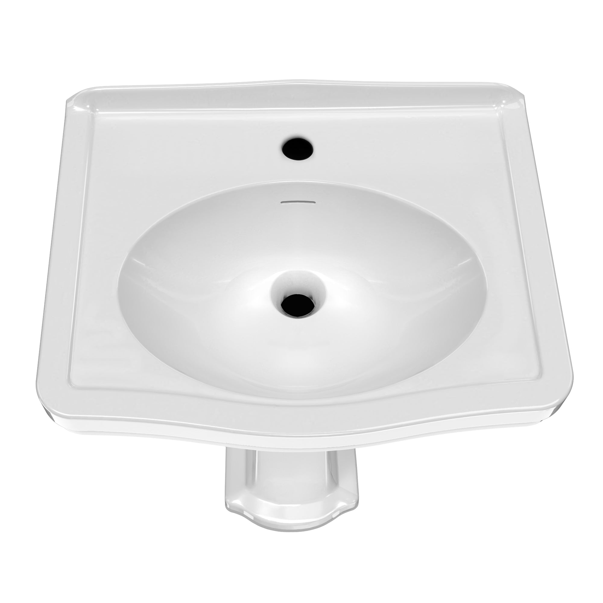 23" Traditional Pedestal Sink with an Integrated Oval Bowl, Low-Rise Backsplash and Overflow