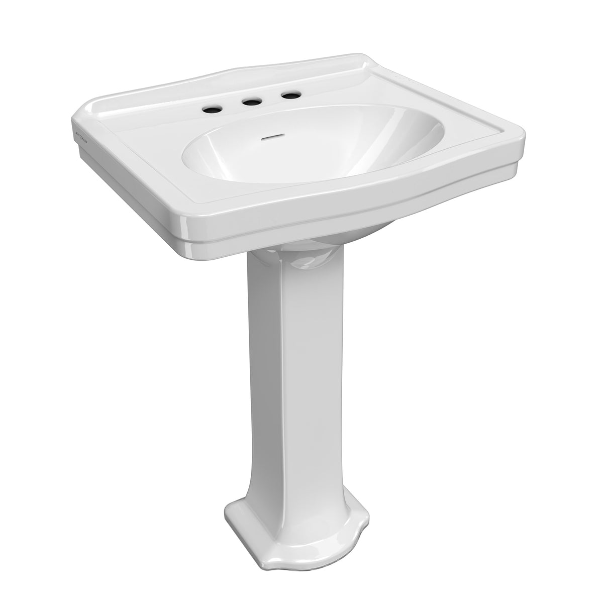 23&quot; Traditional Pedestal Sink with an Integrated Oval Bowl, Low-Rise Backsplash and Overflow