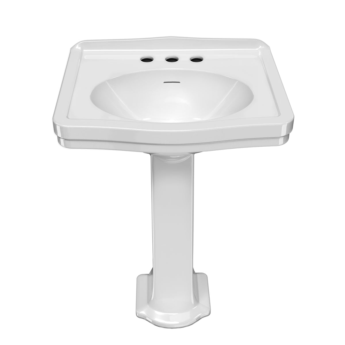 23&quot; Traditional Pedestal Sink with an Integrated Oval Bowl, Low-Rise Backsplash and Overflow
