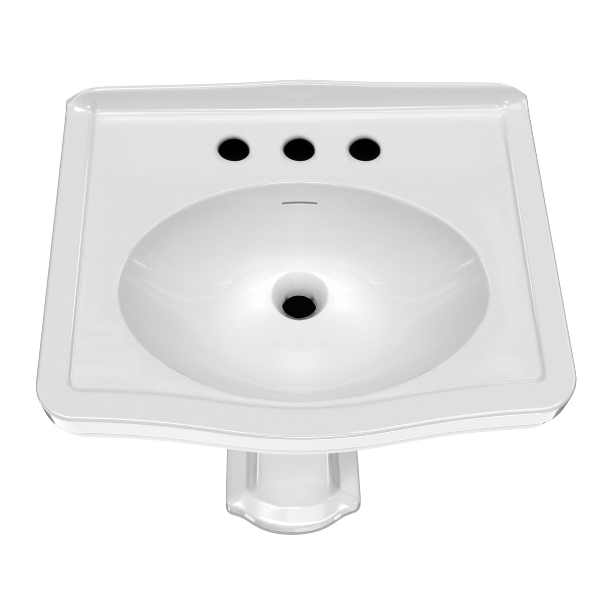 23&quot; Traditional Pedestal Sink with an Integrated Oval Bowl, Low-Rise Backsplash and Overflow