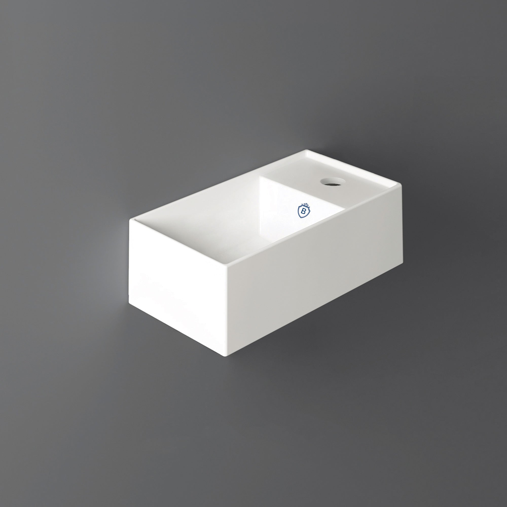 Rectangular Wall Mount Basin With Right Faucet Drilling