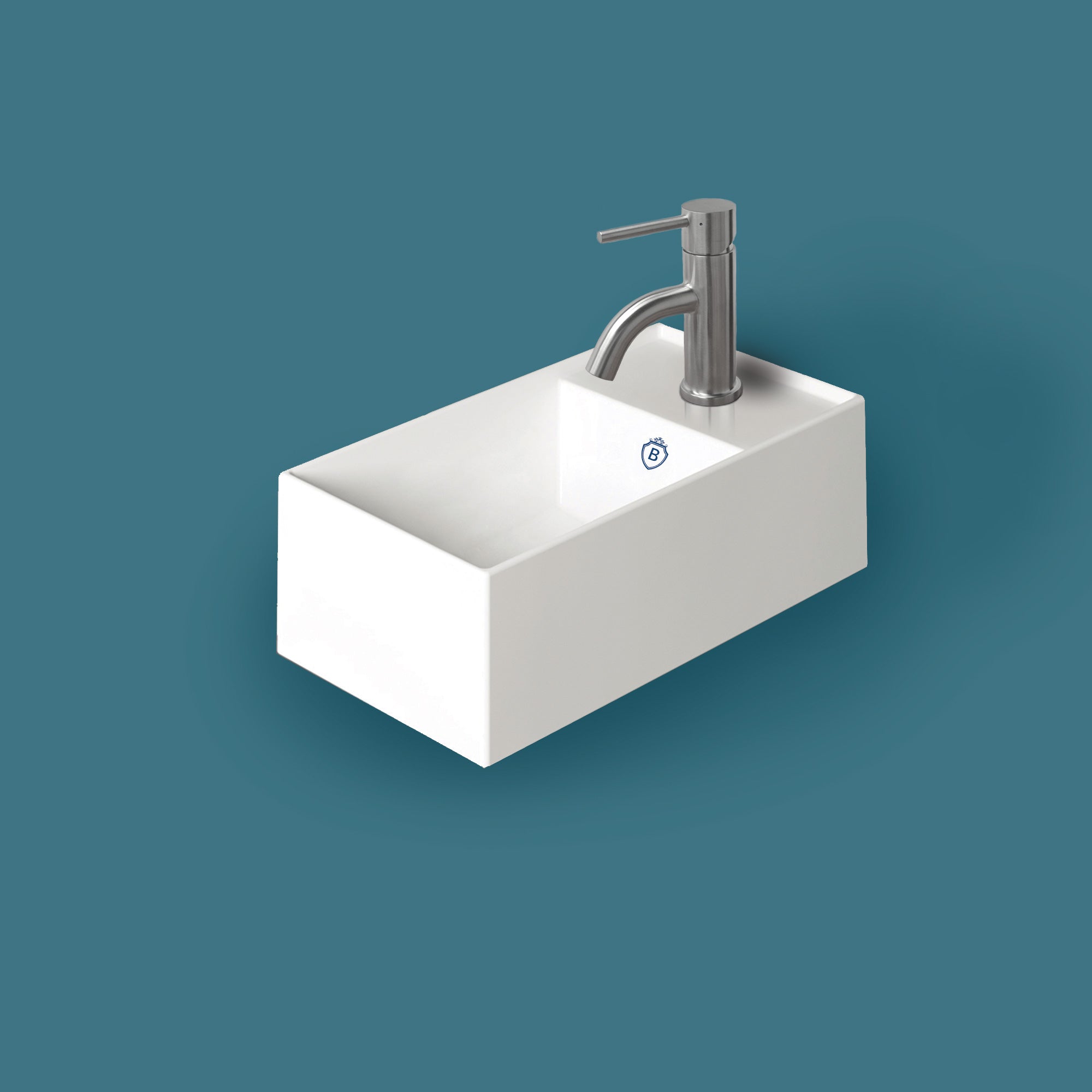 Rectangular Wall Mount Basin With Right Faucet Drilling