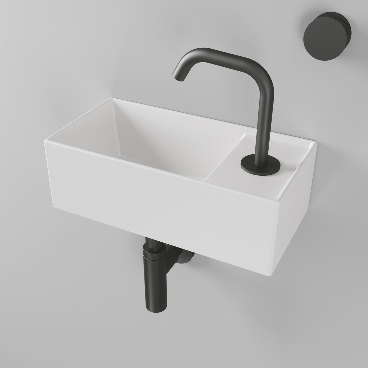 Rectangular Wall Mount Basin With Right Faucet Drilling