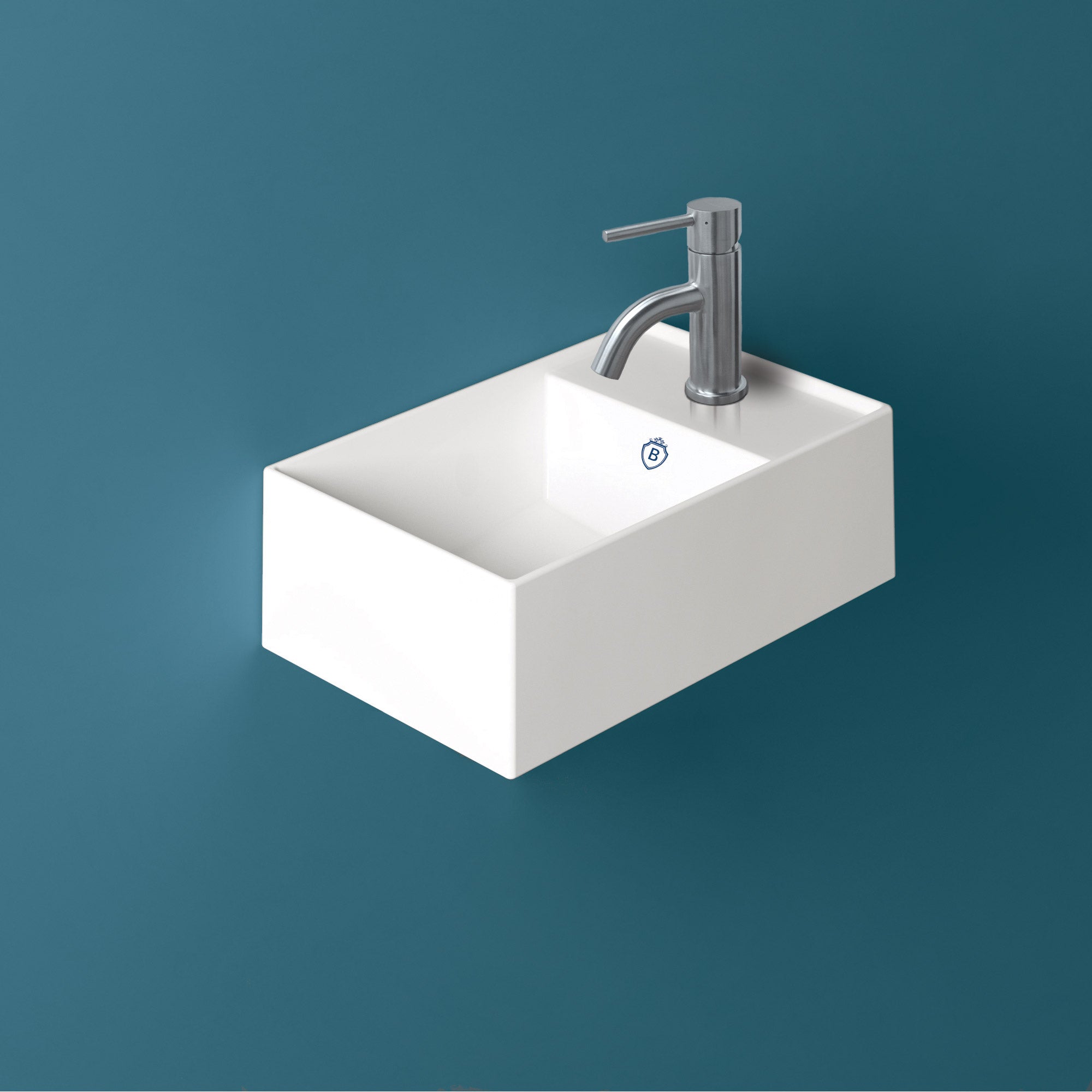 Rectangular Wall Mount Basin With Right Faucet Drilling