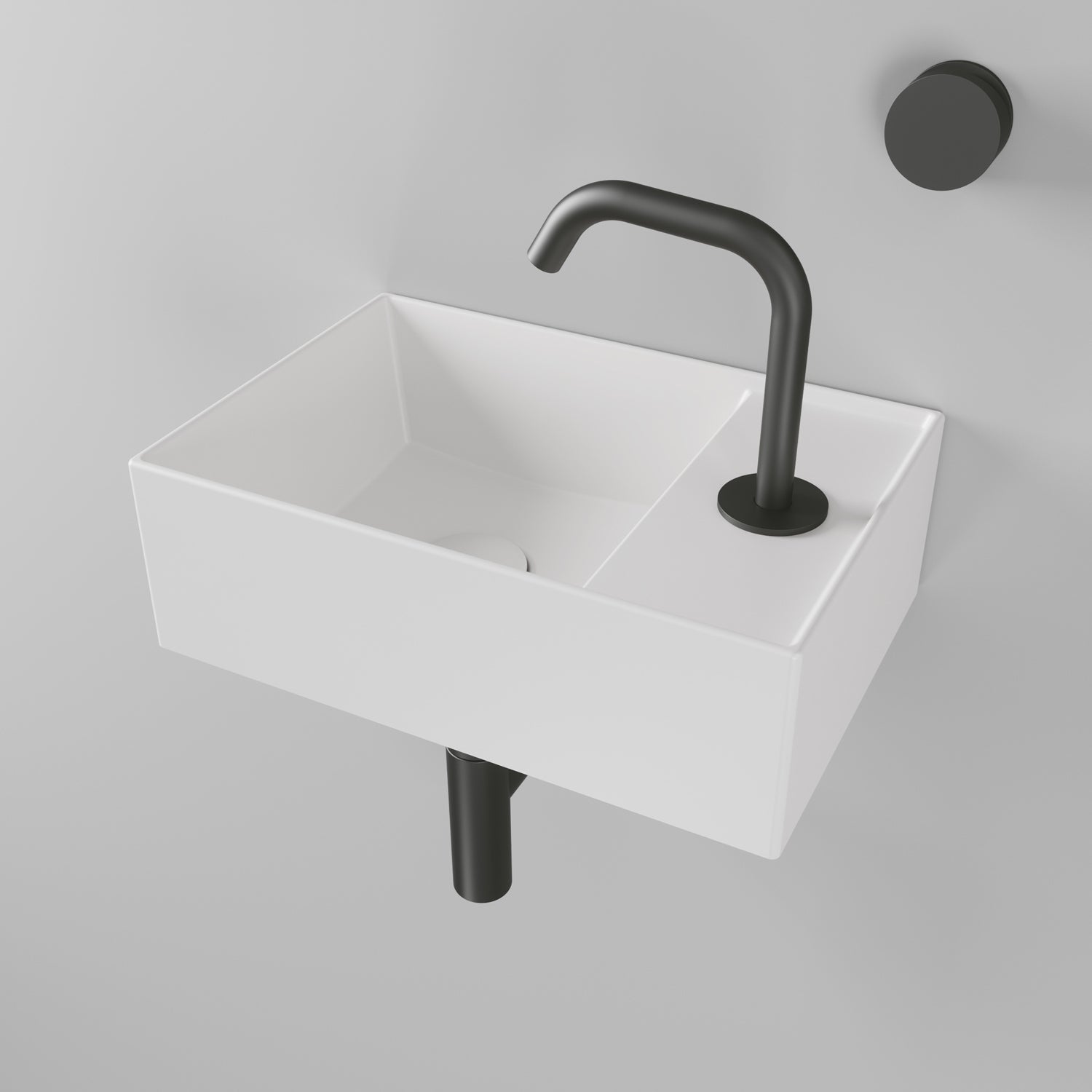 Rectangular Wall Mount Basin With Right Faucet Drilling