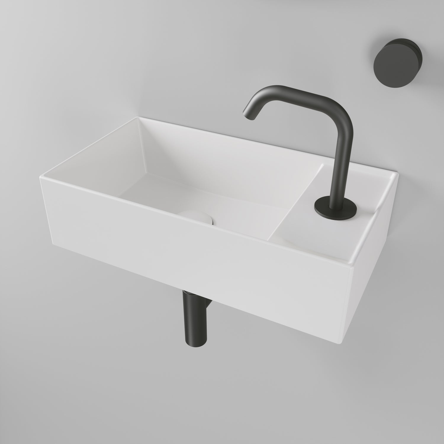 Rectangular Wall Mount Basin With Right Faucet Drilling