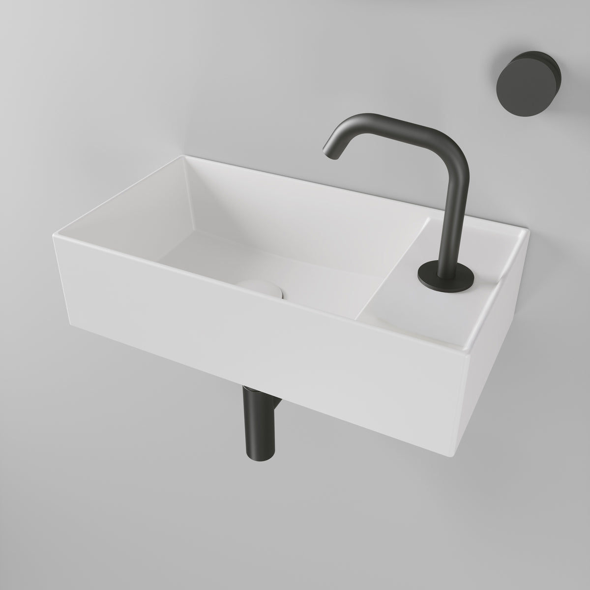 Rectangular Wall Mount Basin With Right Faucet Drilling