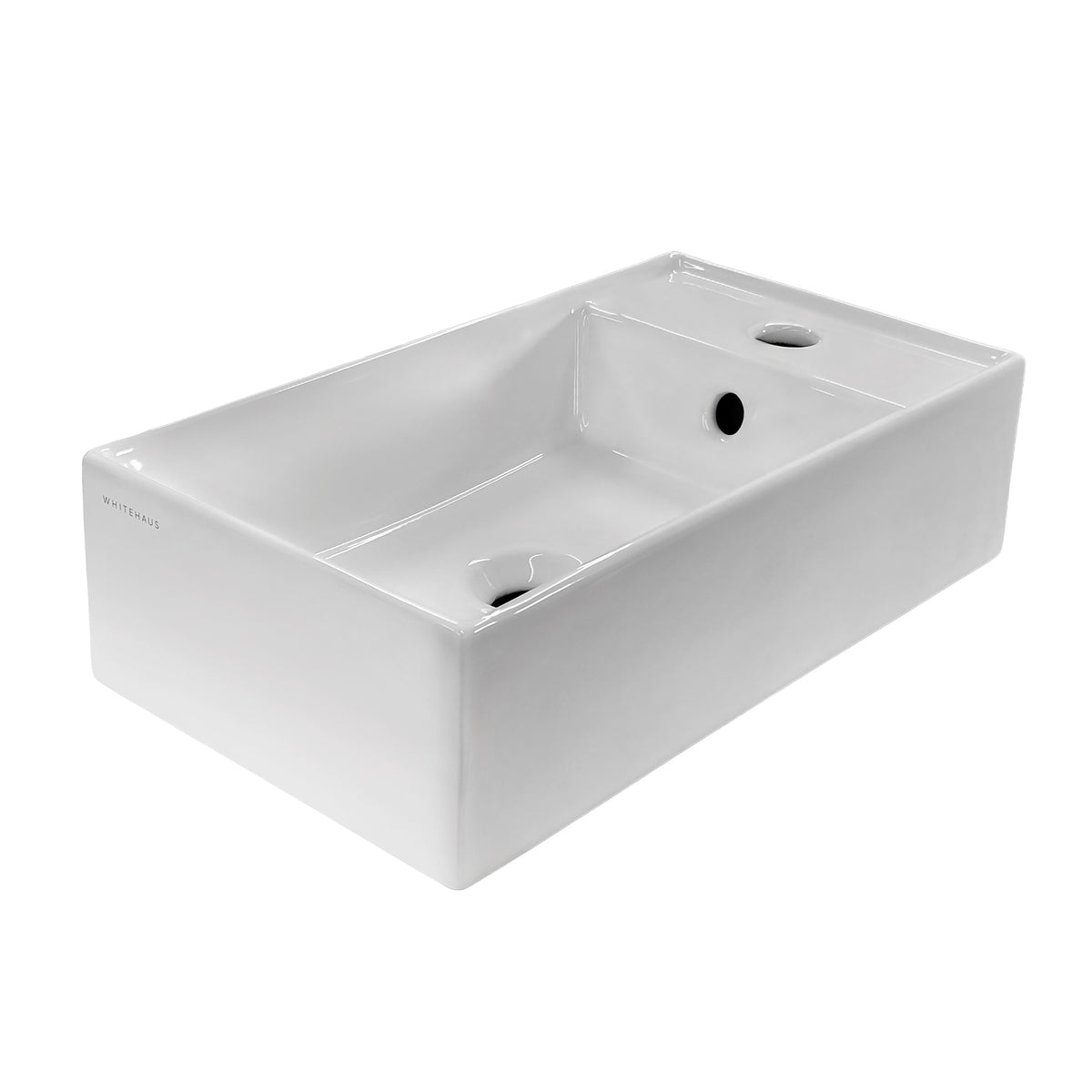 19&quot; Rectangular Wall Mount Basin with Right Single Hole Drill and Overflow