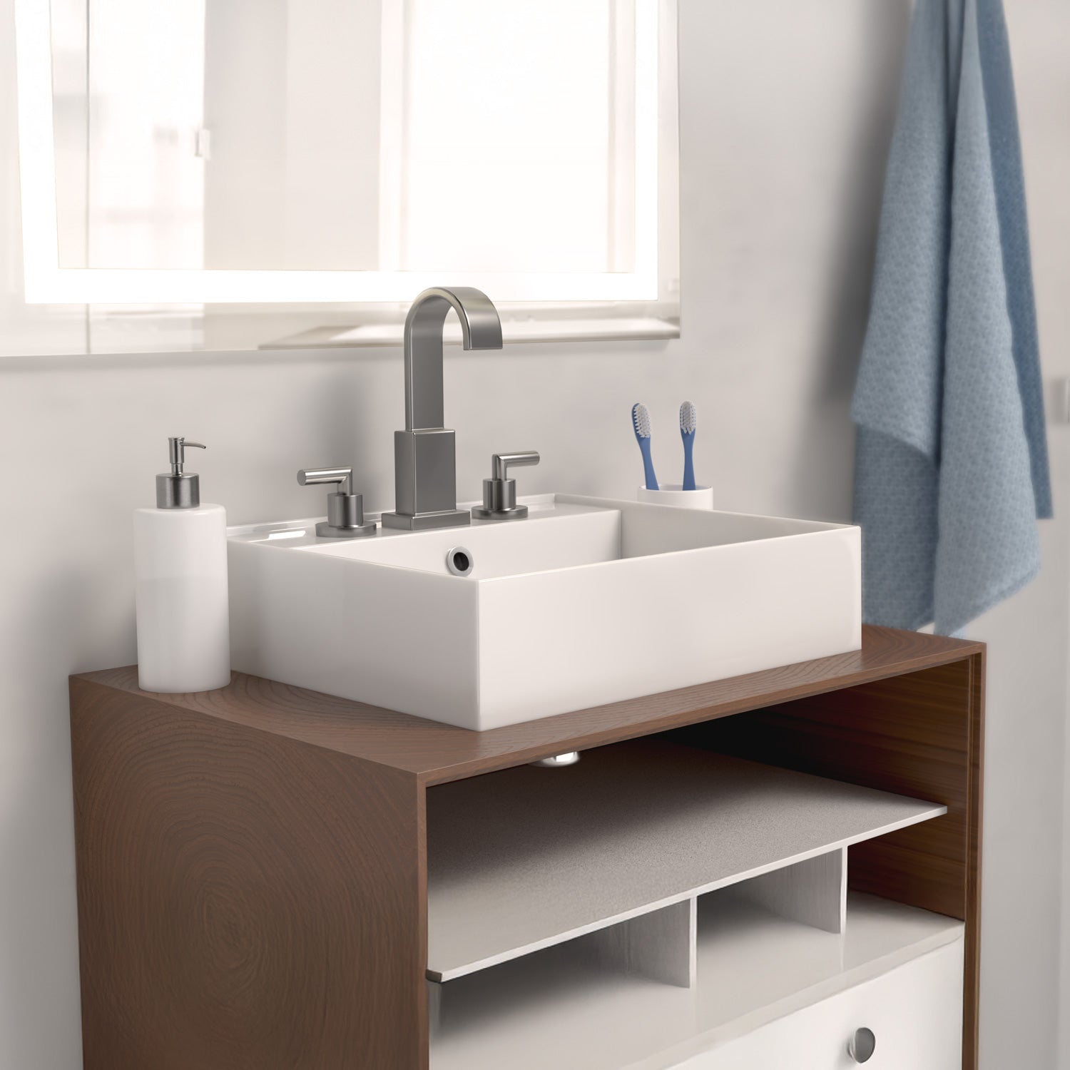 Rectangular Wall Mount Basin with Faucet Drilling Options and Overflow