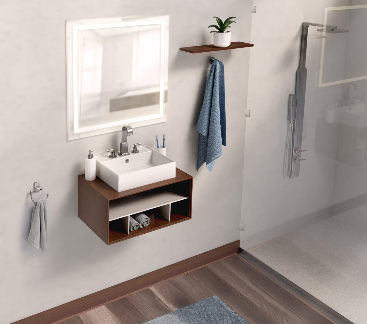Rectangular Wall Mount Basin with Faucet Drilling Options and Overflow