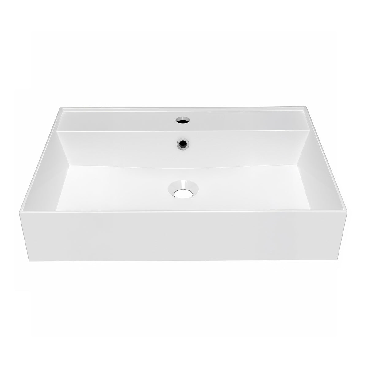 Rectangular Wall Mount Basin with Faucet Drilling Options and Overflow