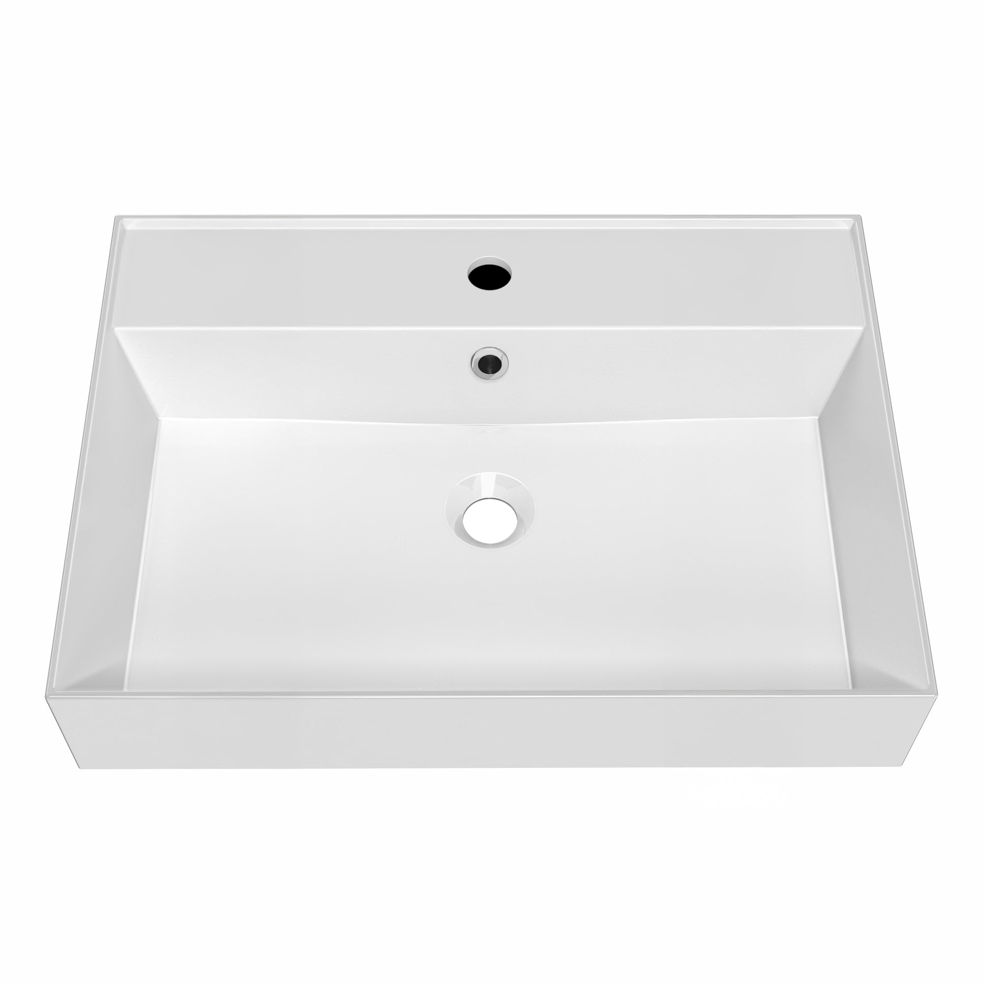 Rectangular Wall Mount Basin with Faucet Drilling Options and Overflow