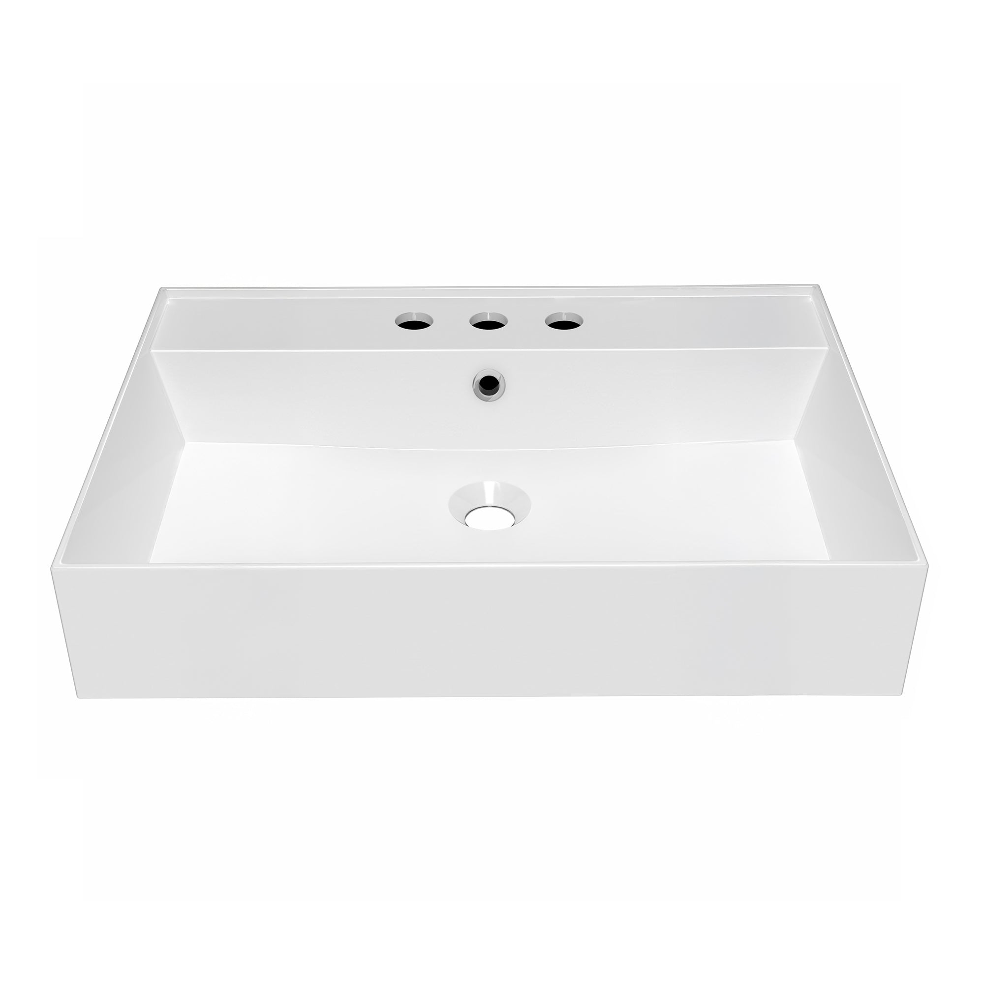 Rectangular Wall Mount Basin with Faucet Drilling Options and Overflow