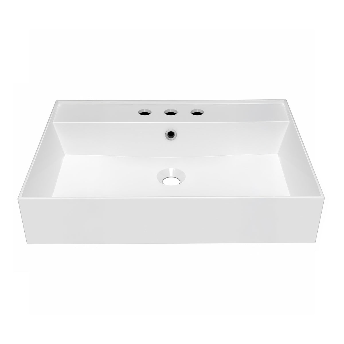 Rectangular Wall Mount Basin with Faucet Drilling Options and Overflow