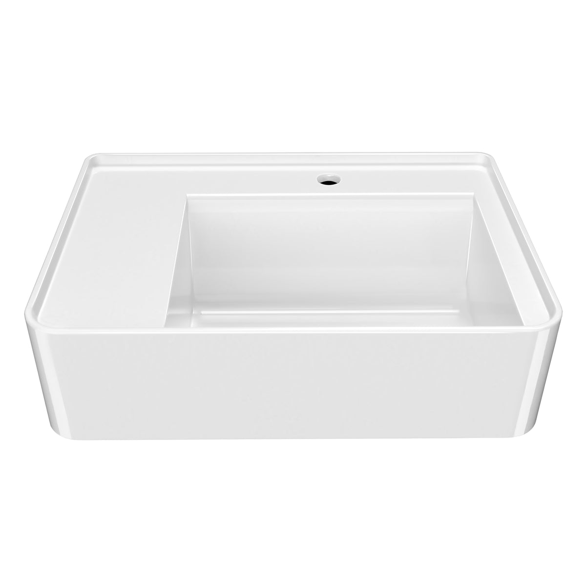 Rectangular Wall Mount Basin with Faucet Drilling Options and Rear Center Drain Location