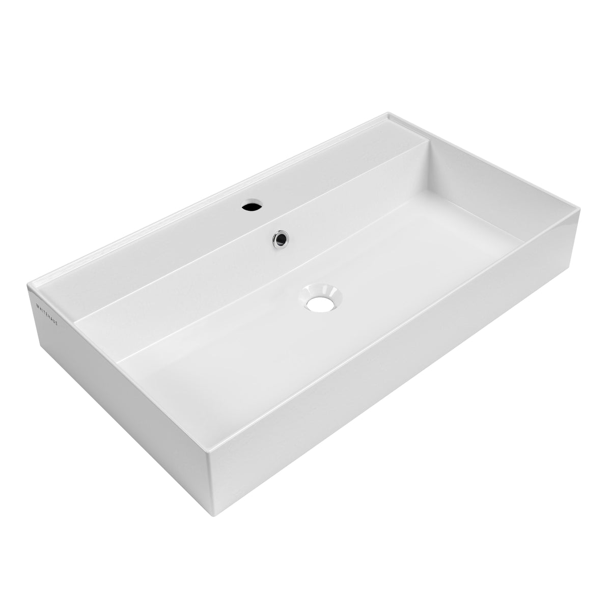 Rectangular Wall Mount Basin with Faucet Drilling Options and Overflow