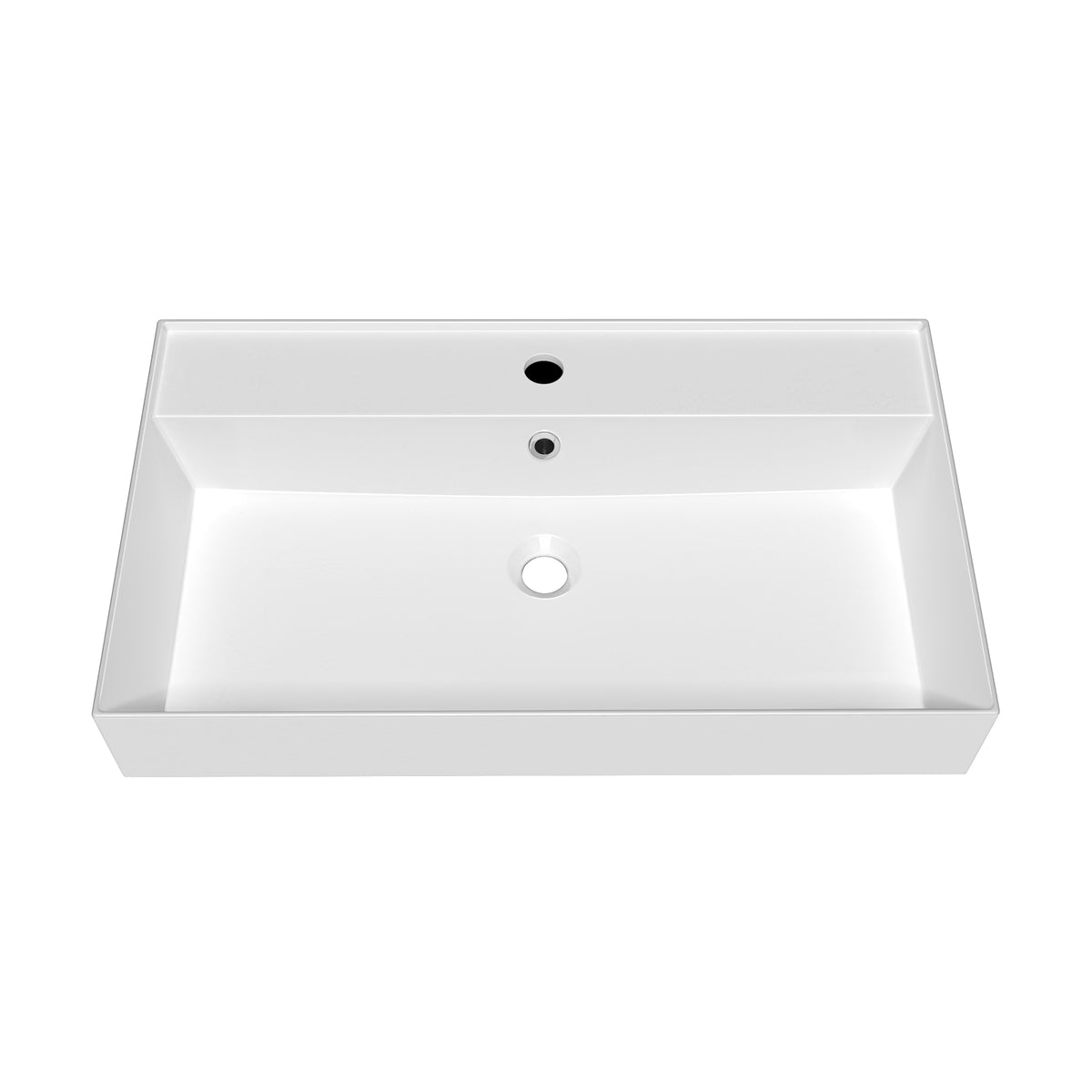 Rectangular Wall Mount Basin with Faucet Drilling Options and Overflow