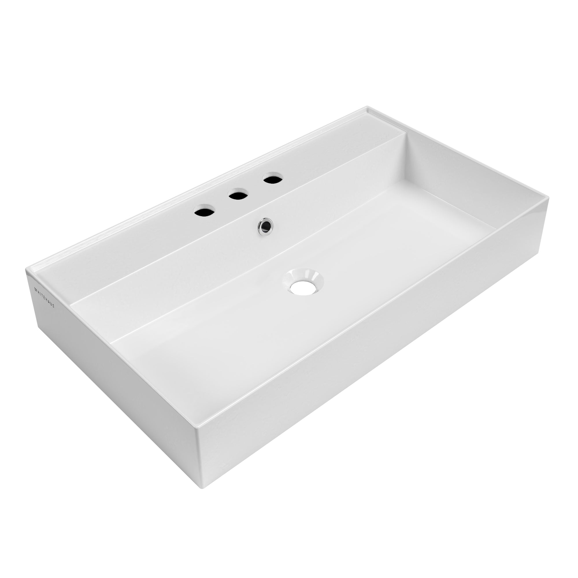 Rectangular Wall Mount Basin with Faucet Drilling Options and Overflow