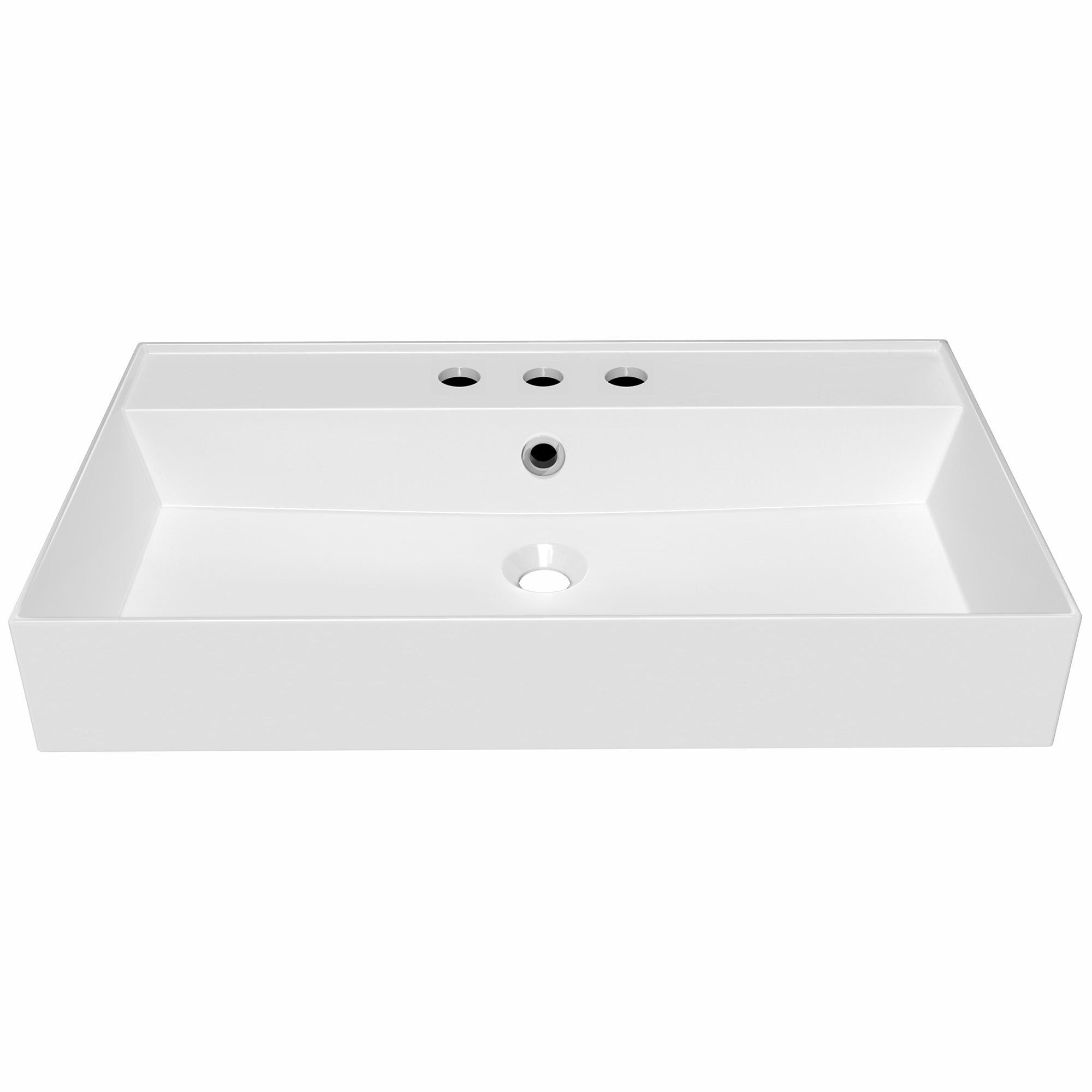 Rectangular Wall Mount Basin with Faucet Drilling Options and Overflow