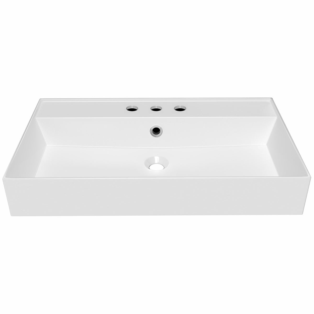 Rectangular Wall Mount Basin with Faucet Drilling Options and Overflow