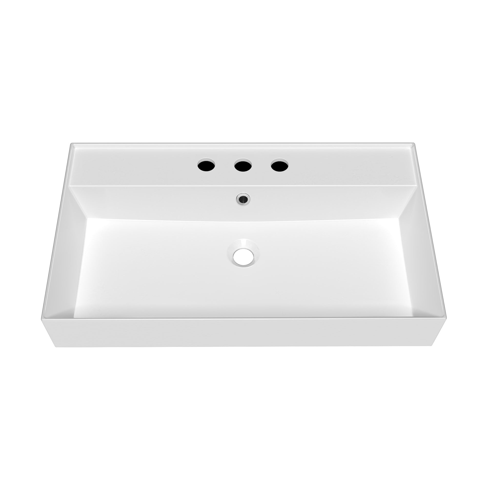Rectangular Wall Mount Basin with Faucet Drilling Options and Overflow