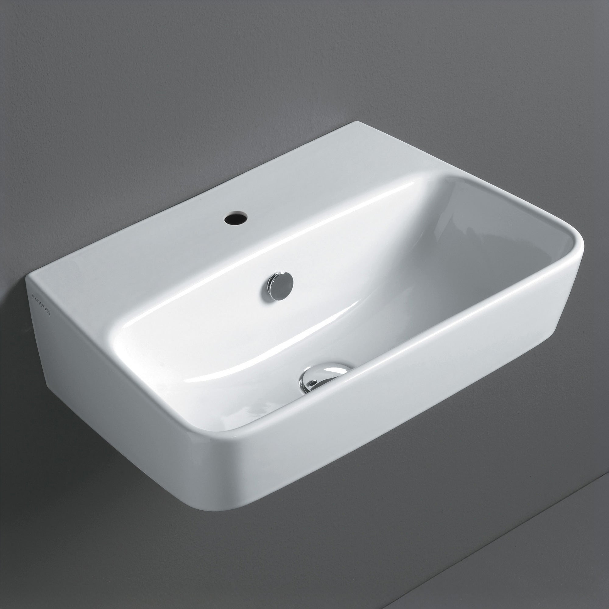 23" Rectangular Wall Mount Basin With Single Faucet Drilling and Overflow