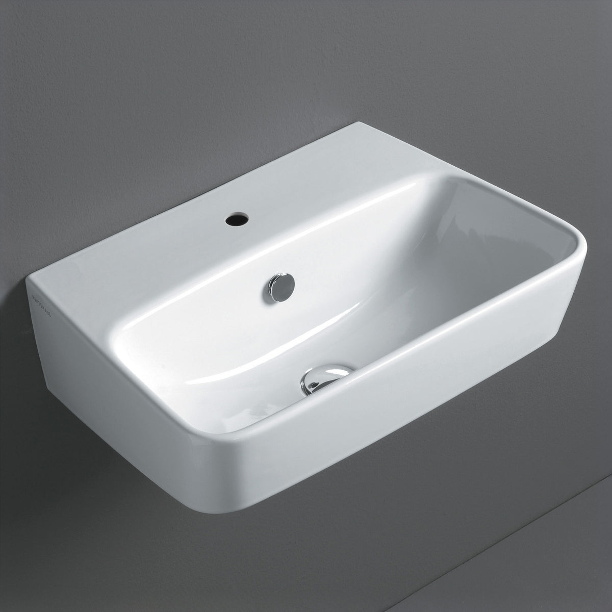 23&quot; Rectangular Wall Mount Basin With Single Faucet Drilling and Overflow