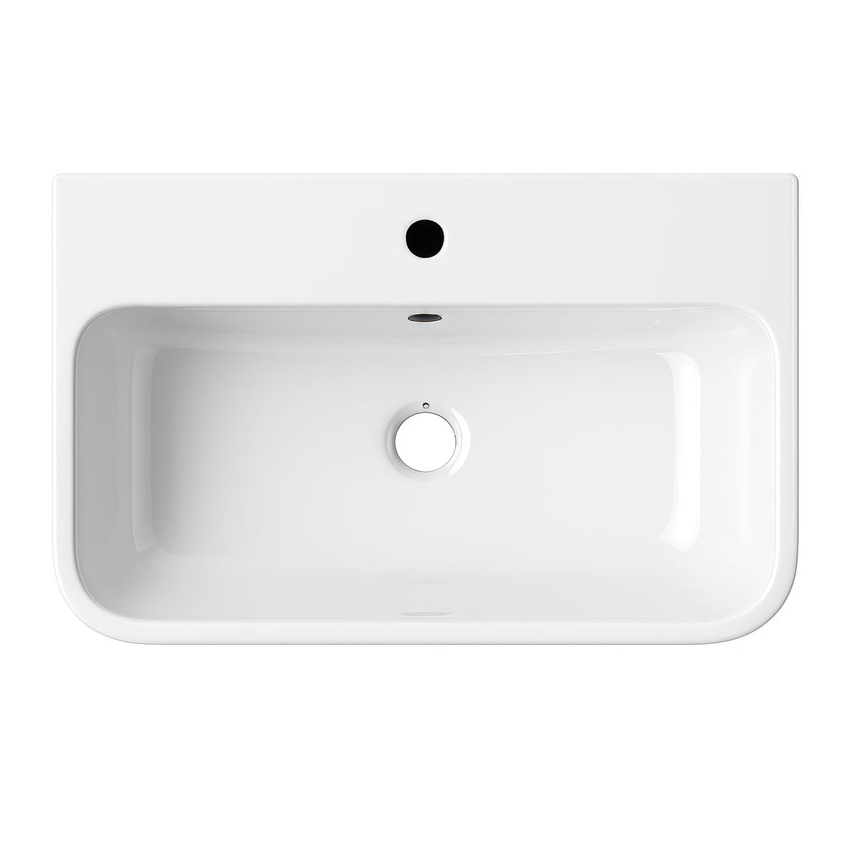 23&quot; Rectangular Wall Mount Basin With Single Faucet Drilling and Overflow