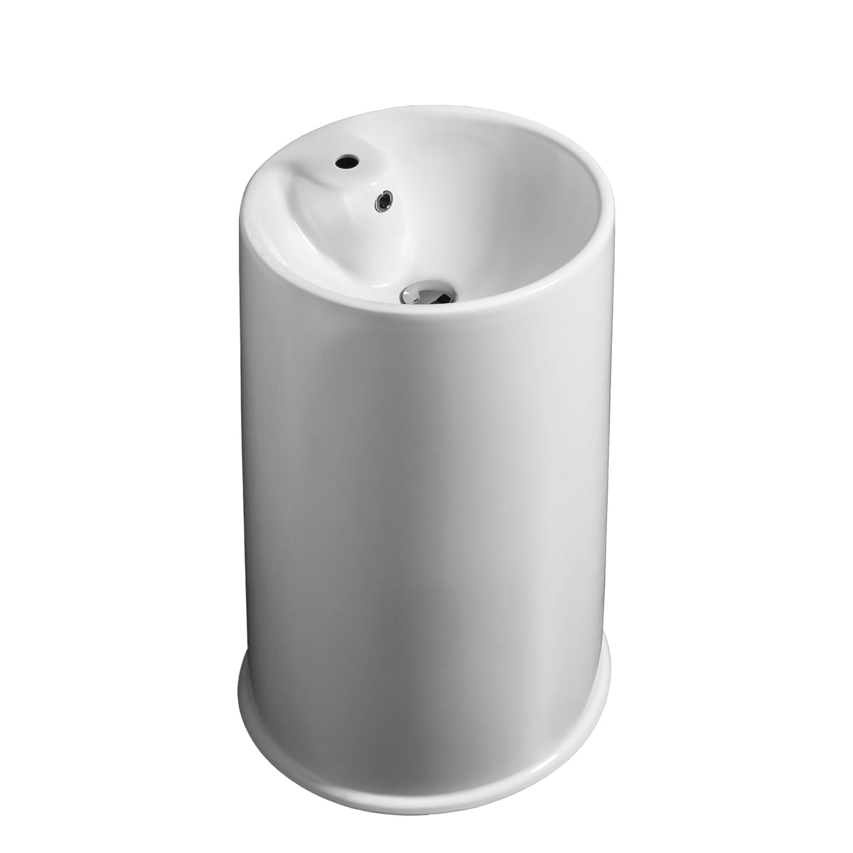 18&quot; Freestanding Cylindrical Bathroom Basin with Single Faucet Drilling