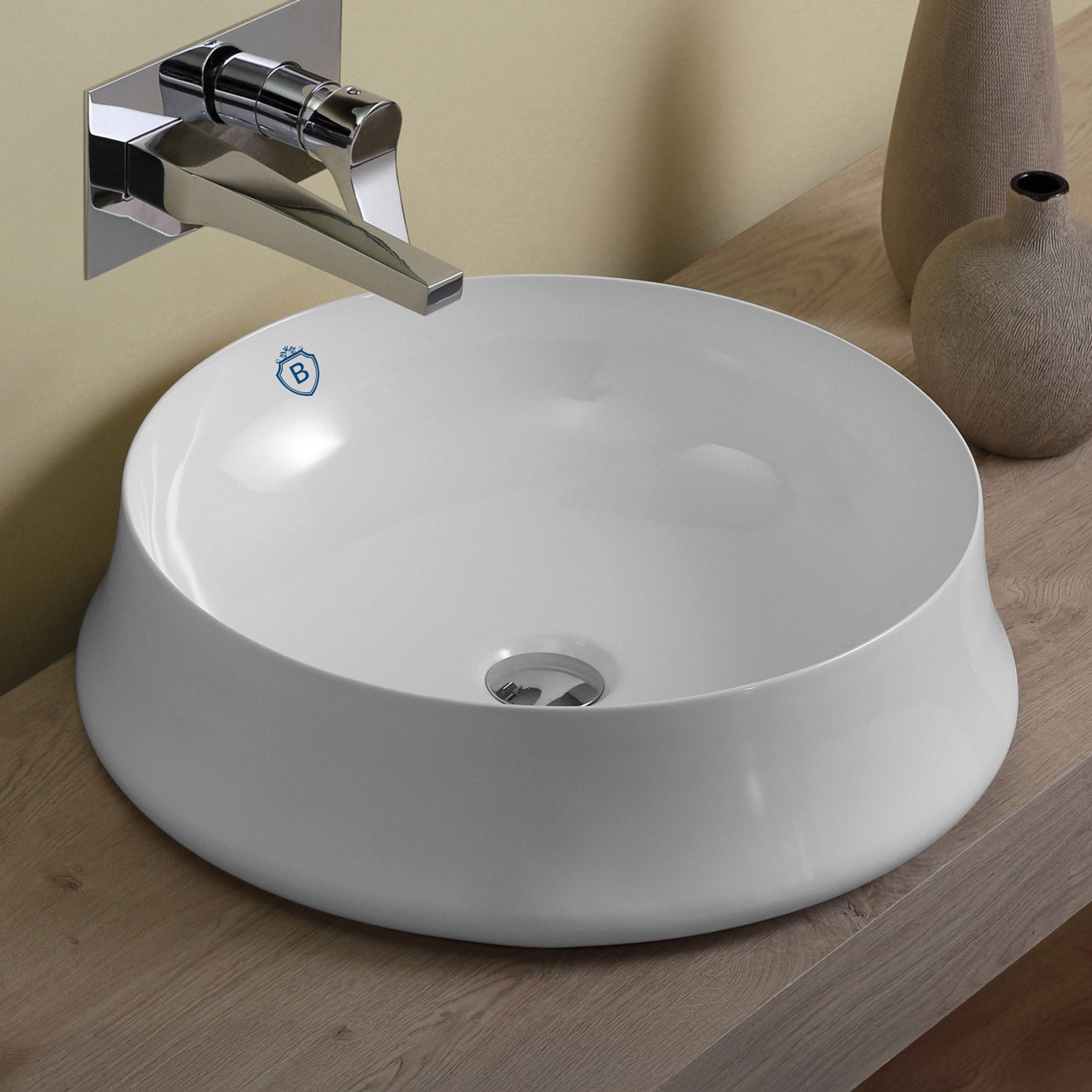 Above Mount/ Vessel Lavatory Basin With Center Drain Location