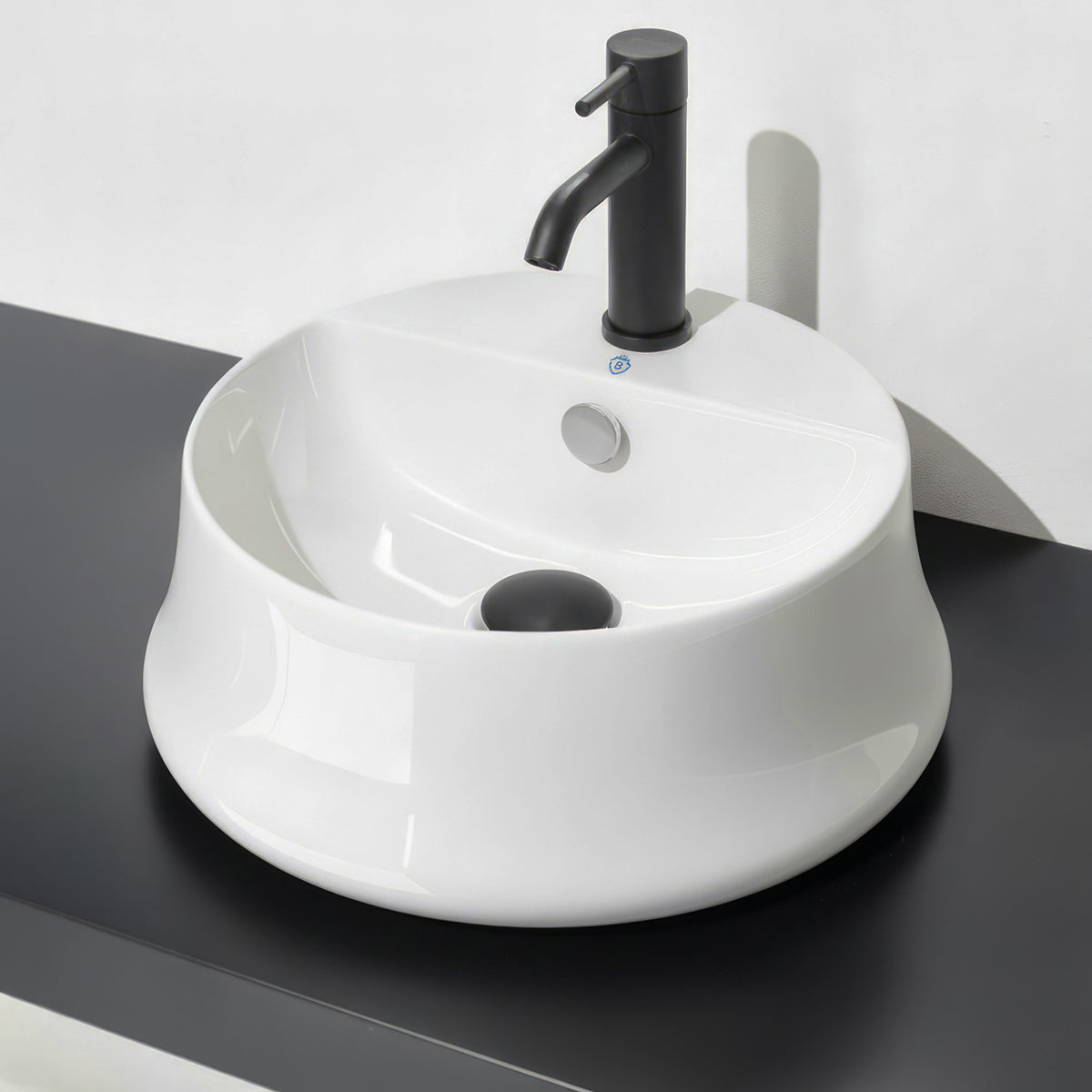Above Mount/ Vessel Lavatory Basin With Single Faucet Drilling And Overflow