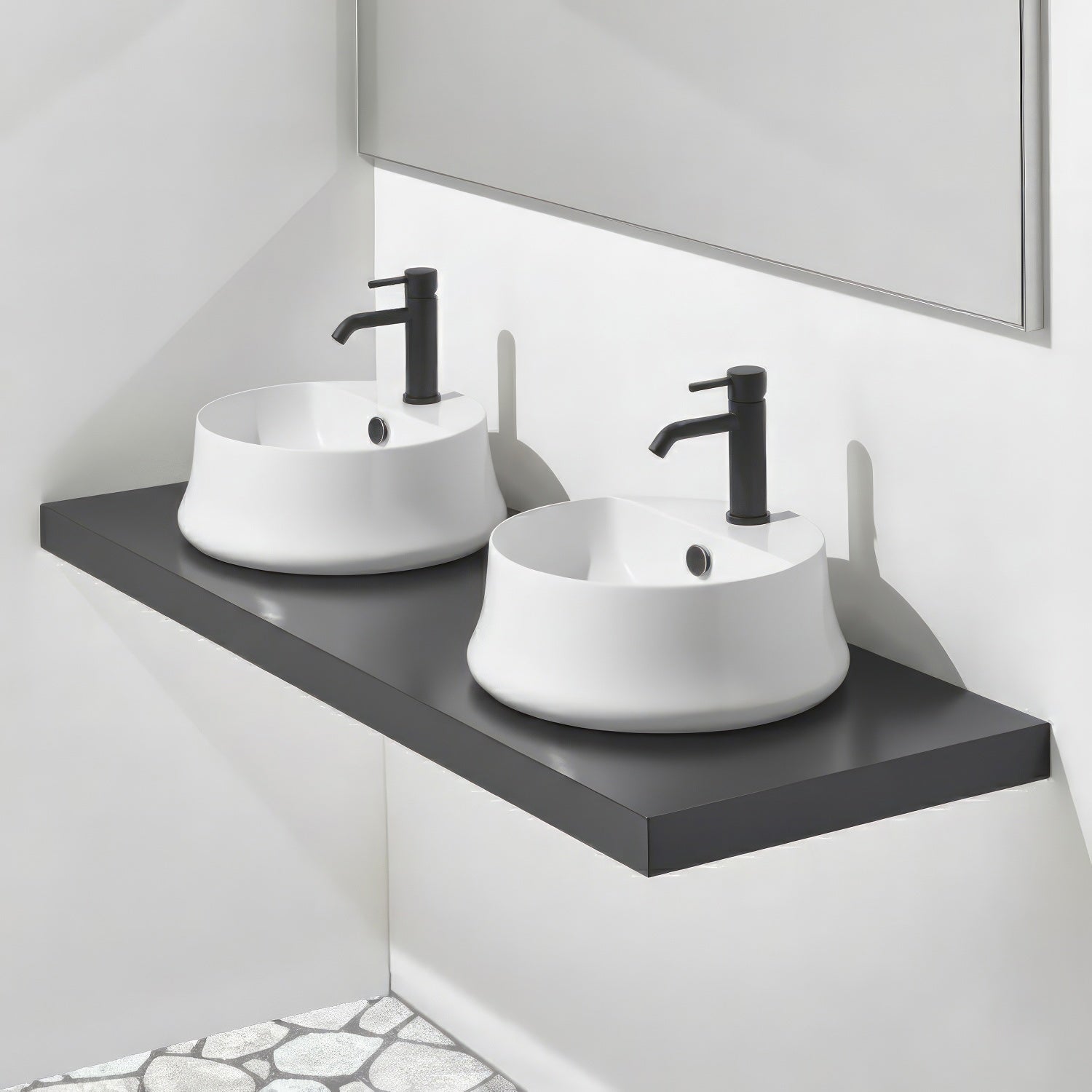 Above Mount/ Vessel Lavatory Basin With Single Faucet Drilling And Overflow