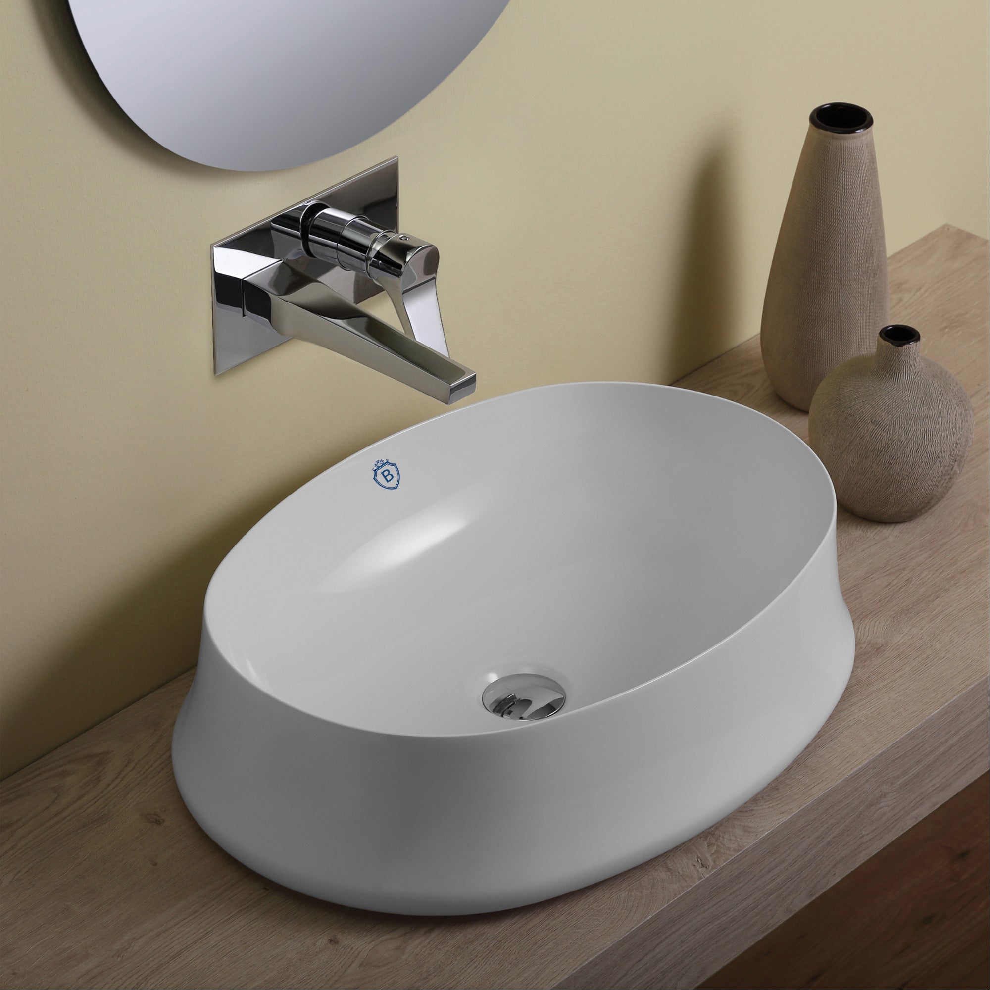 Above Mount/ Vessel Lavatory Basin With Center Drain Location