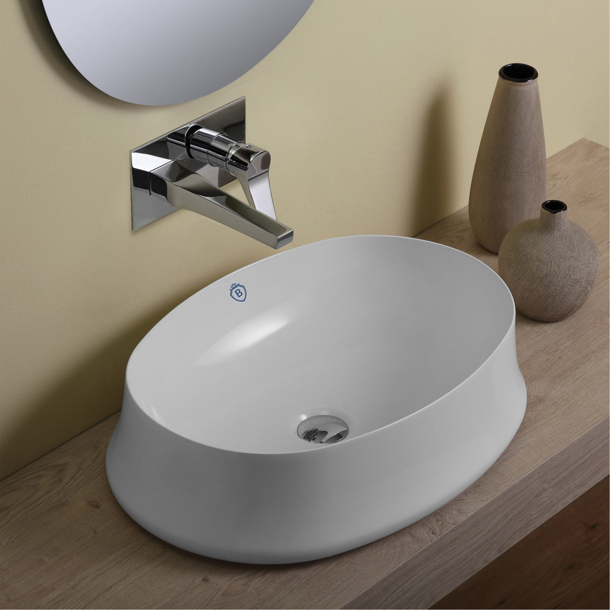 Above Mount/ Vessel Lavatory Basin With Center Drain Location