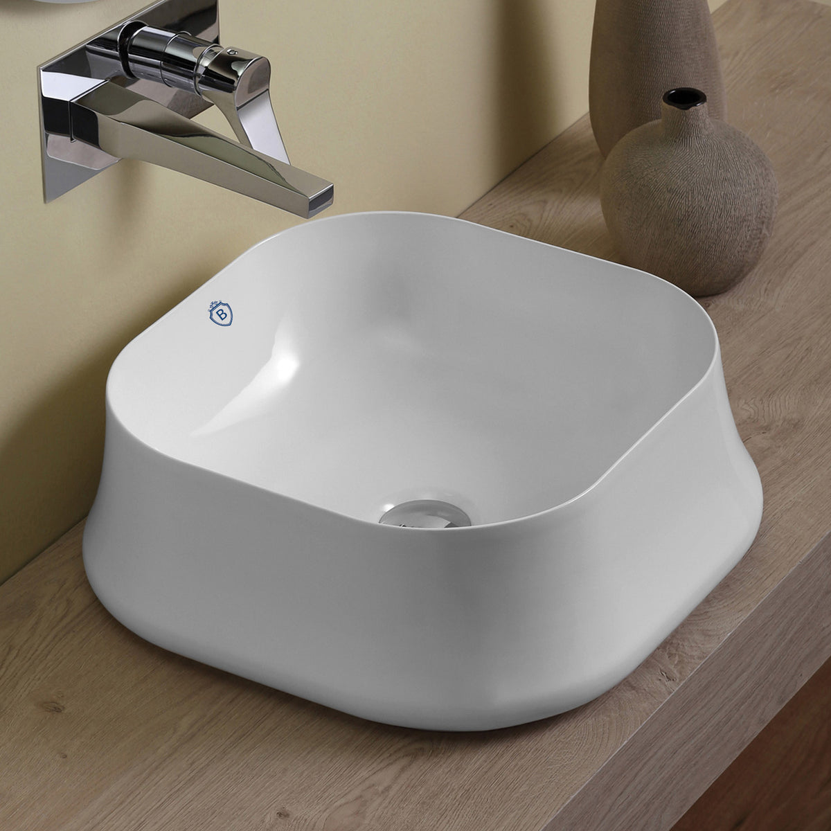 Above Mount/ Vessel Lavatory Basin With Center Drain Location