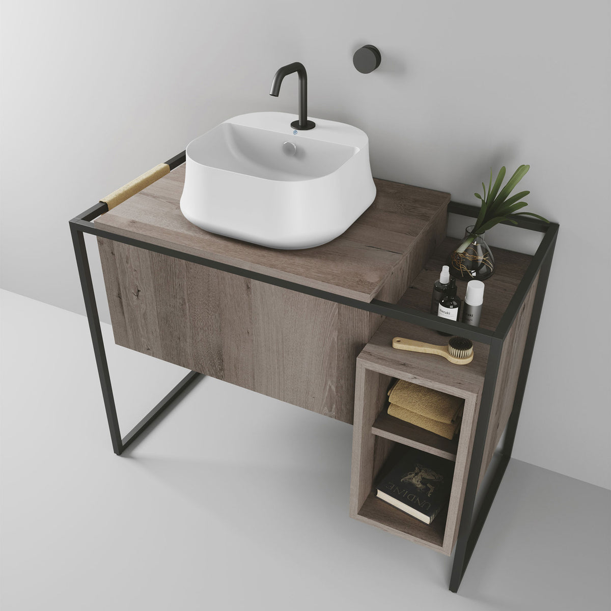 Above Mount/ Vessel Lavatory Basin With Single Faucet Drilling And Overflow